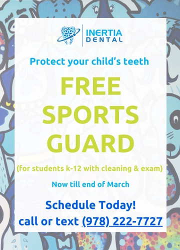 Protet your kids & teen's teeth with a Free Sports Guard (for students k-12 with cleaning & exam). Special offer is going on now through the end of March 2025. Schedule Today!